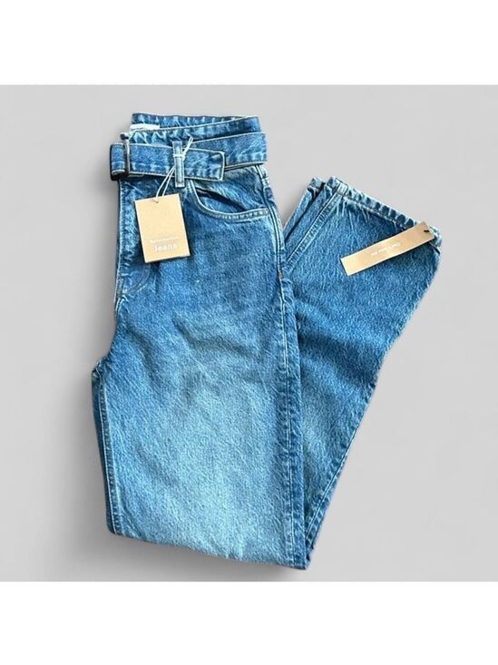 Reformation Denim - Reformation Cynthia Belted High Rise Straight Jeans size 26 NWT